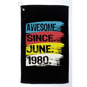 Awesome Since June 1980 Gemini Cancer 43rd Birthday Gift Platinum Collection Golf Towel