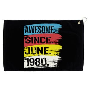 Awesome Since June 1980 Gemini Cancer 43rd Birthday Gift Grommeted Golf Towel