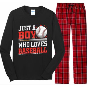 American Sport Just A Bo_y Who Loves Baseball Gifts Long Sleeve Pajama Set