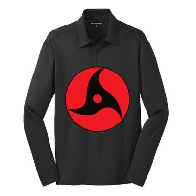 Anime Style Japanese Manga Comic Style Pattern Black Red Silk Touch Performance Long Sleeve Polo