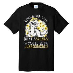 Auntie Saurus Jurasskicked Sunflower Aunt T Rex Tall T-Shirt