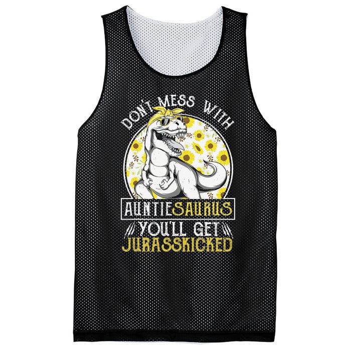 Auntie Saurus Jurasskicked Sunflower Aunt T Rex Mesh Reversible Basketball Jersey Tank