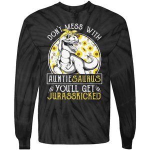 Auntie Saurus Jurasskicked Sunflower Aunt T Rex Tie-Dye Long Sleeve Shirt