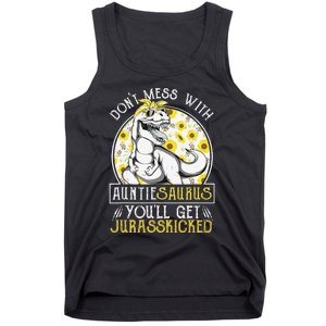 Auntie Saurus Jurasskicked Sunflower Aunt T Rex Tank Top