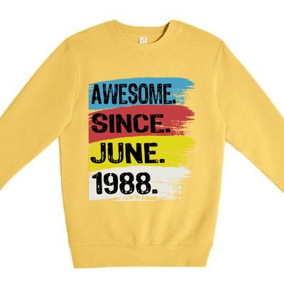 Awesome Since June 1988 Gemini Cancer 35th Birthday Gift Premium Crewneck Sweatshirt