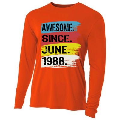 Awesome Since June 1988 Gemini Cancer 35th Birthday Gift Cooling Performance Long Sleeve Crew