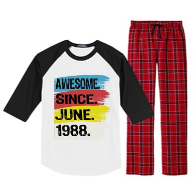 Awesome Since June 1988 Gemini Cancer 35th Birthday Gift Raglan Sleeve Pajama Set