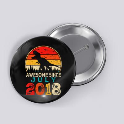 Awesome Since July 2018 5 Years Old 5th Birthday Dino Gift Button