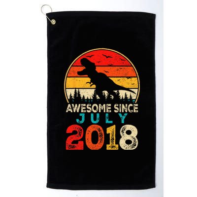 Awesome Since July 2018 5 Years Old 5th Birthday Dino Gift Platinum Collection Golf Towel