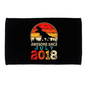 Awesome Since July 2018 5 Years Old 5th Birthday Dino Gift Microfiber Hand Towel