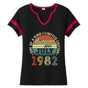 Awesome Since July 1982 40 Years Old 40th Birthday Gifts Ladies Halftime Notch Neck Tee