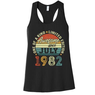 Awesome Since July 1982 40 Years Old 40th Birthday Gifts Women's Racerback Tank