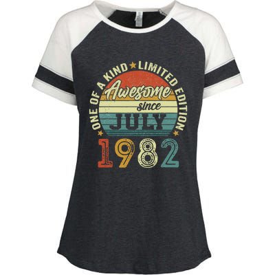 Awesome Since July 1982 40 Years Old 40th Birthday Gifts Enza Ladies Jersey Colorblock Tee