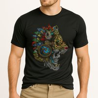 Aztec Skull Jaguar Warrior Mask Ancient Mayan Mythology Cooling Performance Crew T-Shirt