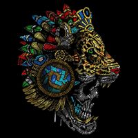 Aztec Skull Jaguar Warrior Mask Ancient Mayan Mythology Button