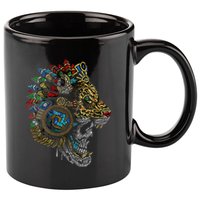 Aztec Skull Jaguar Warrior Mask Ancient Mayan Mythology 11oz C Handle Ceramic Mug