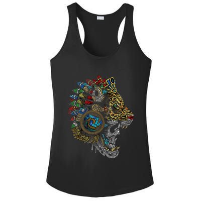 Aztec Skull Jaguar Warrior Mask Ancient Mayan Mythology Ladies PosiCharge Competitor Racerback Tank