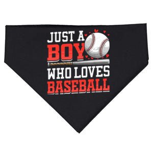 American Sport Just A Boy Who Loves Baseball Gifts For Boy USA-Made Doggie Bandana