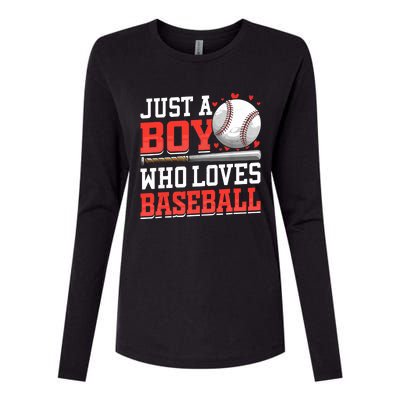 American Sport Just A Boy Who Loves Baseball Gifts For Boy Womens Cotton Relaxed Long Sleeve T-Shirt