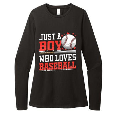 American Sport Just A Boy Who Loves Baseball Gifts For Boy Womens CVC Long Sleeve Shirt