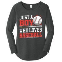 American Sport Just A Boy Who Loves Baseball Gifts For Boy Women's Perfect Tri Tunic Long Sleeve Shirt