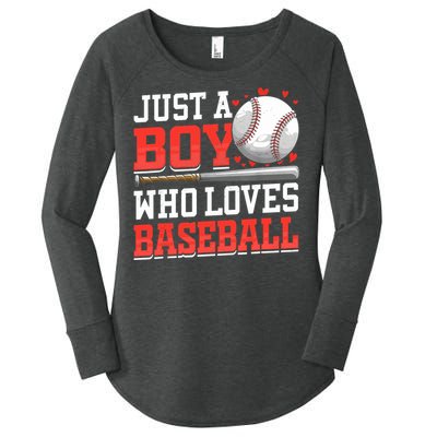 American Sport Just A Boy Who Loves Baseball Gifts For Boy Women's Perfect Tri Tunic Long Sleeve Shirt