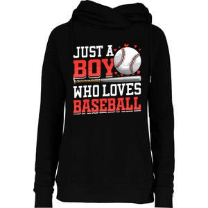 American Sport Just A Boy Who Loves Baseball Gifts For Boy Womens Funnel Neck Pullover Hood