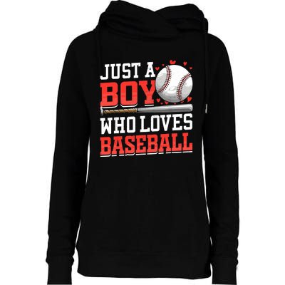 American Sport Just A Boy Who Loves Baseball Gifts For Boy Womens Funnel Neck Pullover Hood