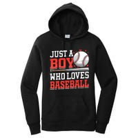 American Sport Just A Boy Who Loves Baseball Gifts For Boy Women's Pullover Hoodie