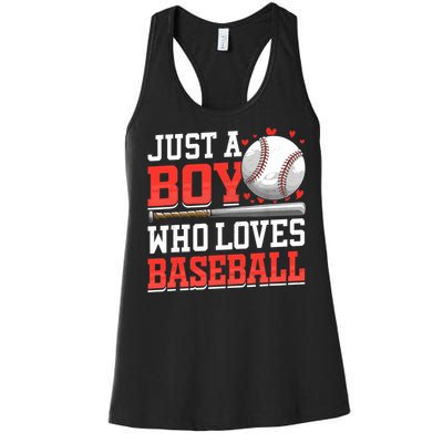 American Sport Just A Boy Who Loves Baseball Gifts For Boy Women's Racerback Tank