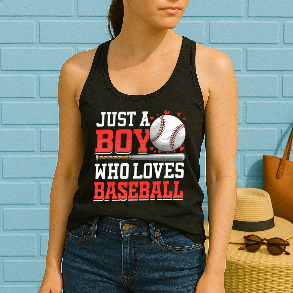 American Sport Just A Boy Who Loves Baseball Gifts For Boy Womens Tank Top