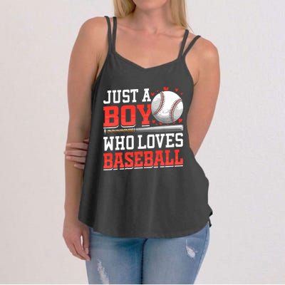 American Sport Just A Boy Who Loves Baseball Gifts For Boy Women's Strappy Tank