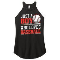 American Sport Just A Boy Who Loves Baseball Gifts For Boy Women's Perfect Tri Rocker Tank