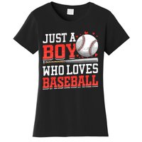 American Sport Just A Boy Who Loves Baseball Gifts For Boy Women's T-Shirt