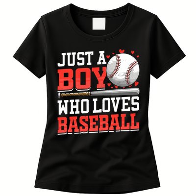 American Sport Just A Boy Who Loves Baseball Gifts For Boy Women's T-Shirt