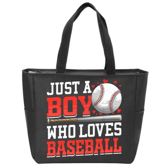 American Sport Just A Boy Who Loves Baseball Gifts For Boy Zip Tote Bag
