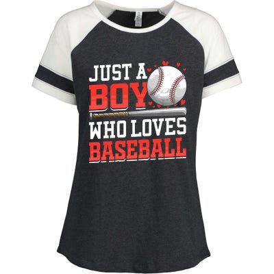 American Sport Just A Boy Who Loves Baseball Gifts For Boy Enza Ladies Jersey Colorblock Tee