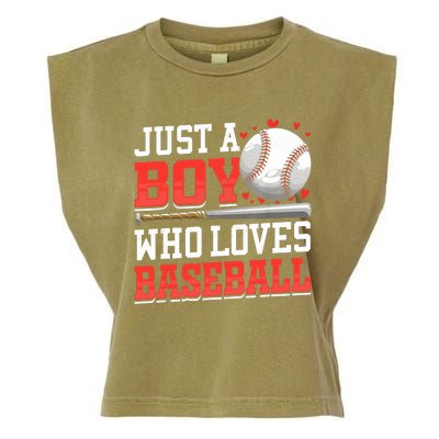 American Sport Just A Boy Who Loves Baseball Gifts For Boy Garment-Dyed Women's Muscle Tee