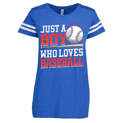 American Sport Just A Boy Who Loves Baseball Gifts For Boy Enza Ladies Jersey Football T-Shirt