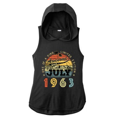 Awesome Since July 1963 Vintage 60th Birthday 60 Years Old Ladies PosiCharge Tri-Blend Wicking Draft Hoodie Tank