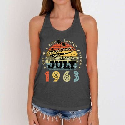 Awesome Since July 1963 Vintage 60th Birthday 60 Years Old Women's Knotted Racerback Tank