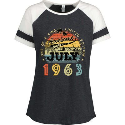 Awesome Since July 1963 Vintage 60th Birthday 60 Years Old Enza Ladies Jersey Colorblock Tee