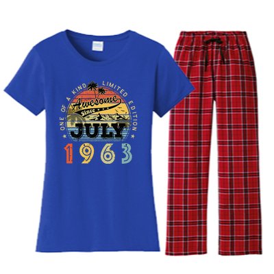 Awesome Since July 1963 Vintage 60th Birthday 60 Years Old Women's Flannel Pajama Set