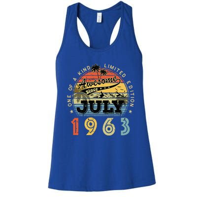 Awesome Since July 1963 Vintage 60th Birthday 60 Years Old Women's Racerback Tank