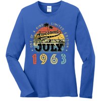 Awesome Since July 1963 Vintage 60th Birthday 60 Years Old Ladies Long Sleeve Shirt