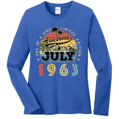 Awesome Since July 1963 Vintage 60th Birthday 60 Years Old Ladies Long Sleeve Shirt