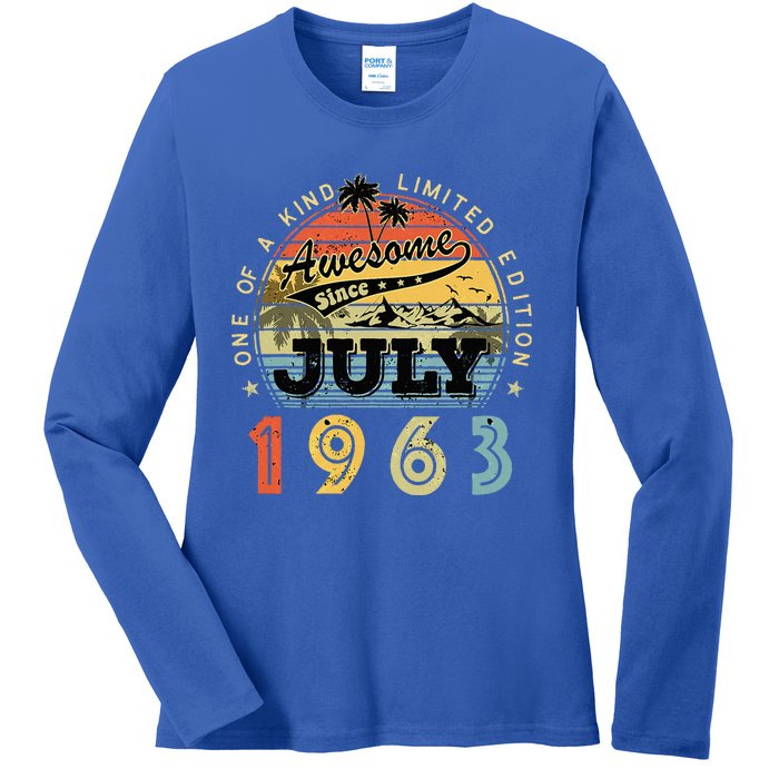 Awesome Since July 1963 Vintage 60th Birthday 60 Years Old Ladies Long Sleeve Shirt