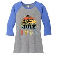 Awesome Since July 1963 Vintage 60th Birthday 60 Years Old Women's Tri-Blend 3/4-Sleeve Raglan Shirt