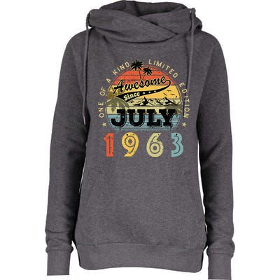 Awesome Since July 1963 Vintage 60th Birthday 60 Years Old Womens Funnel Neck Pullover Hood