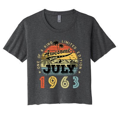 Awesome Since July 1963 Vintage 60th Birthday 60 Years Old Women's Crop Top Tee